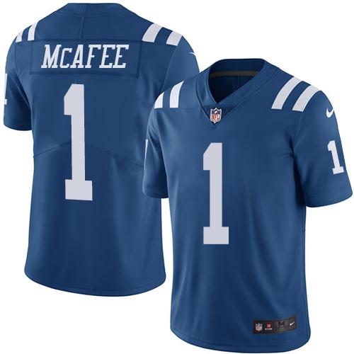 Nike Colts #1 Pat McAfee Royal Blue Men's Stitched NFL Limited Rush Jersey - Click Image to Close